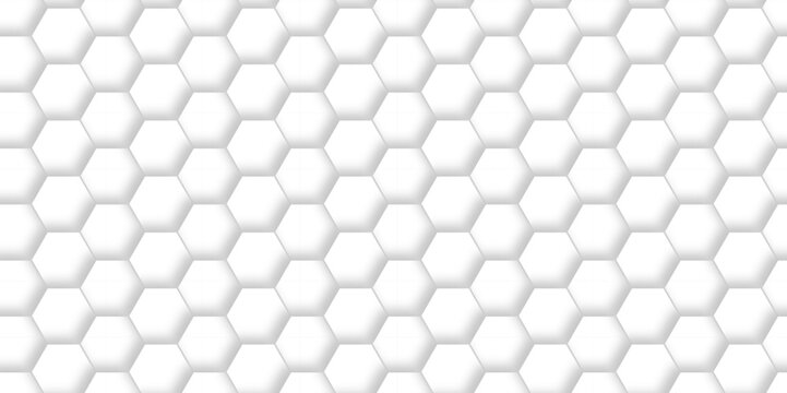 Abstract modern Background with white lines 3d Hexagonal structure futuristic white background. Modern minimal Embossed Hexagon , honeycomb white Background ,light and shadow ,Vector. © MdLothfor