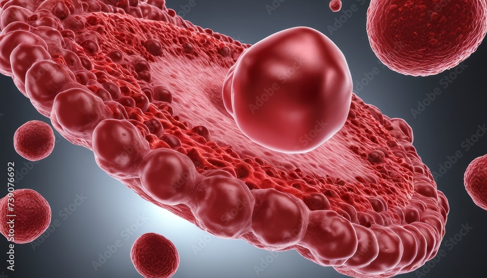 Aufkleber microscopic view of a red cell membrane with floating particles