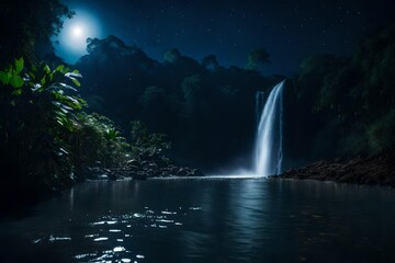 waterfall at night
