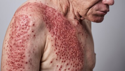  A close-up view of a person's skin with a noticeable rash