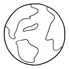Obraz premium earth planet illustration hand drawn outline isolated vector