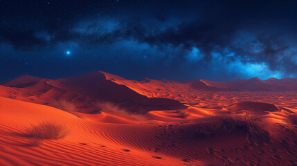 星空の美しい夜の砂漠 - obrazy, fototapety, plakaty