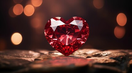 Ruby gemstone in the shape of a heart.
