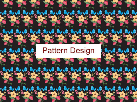 Set of floral design elements. Seamless patterns, seamless borders, circle frame. Beautiful for any plain and chic elegance designs. Vector illustration