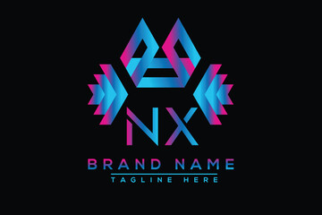 Letter NX Blue logo design. Vector logo design for business.