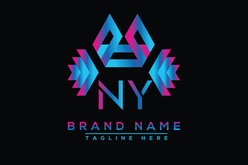 Letter NY Blue logo design. Vector logo design for business.