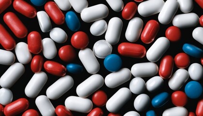  Colorful pill capsules in a pile