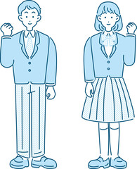 受験　受験生　学生　人物　男性　女性　制服　シンプル　イラスト素材