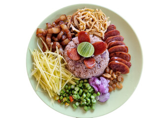Shrimp Paste Fried Rice/ meat with vegetables