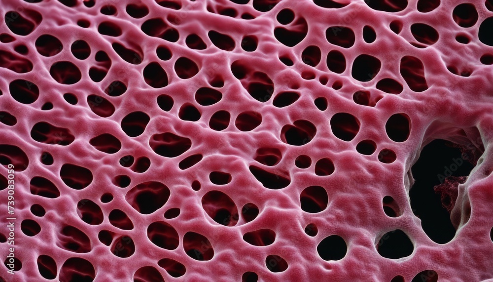Poster close-up of a porous surface with a honeycomb-like structure
