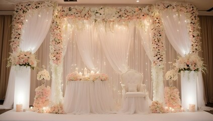 A beautiful and elegant Romantic wedding backdrop decor