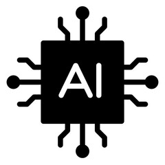 Circuit board of computer or Ai chip icon