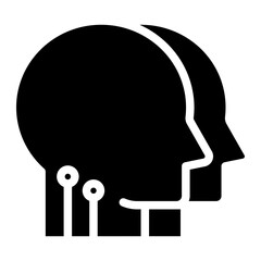 AI, Artificial intelligence icon of human face with a digital chip on brain for computer and technology icon