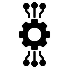 Artificial Intelligence and automated system, gear with circuit icon