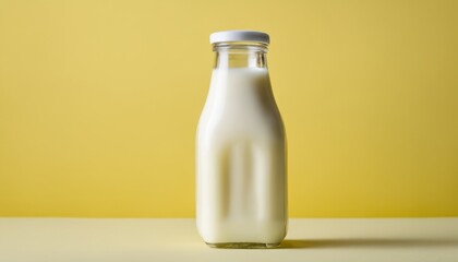  Fresh milk in a glass bottle, ready to pour