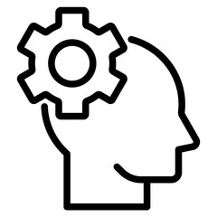 AI, Artificial intelligence icon of human face with a digital chip on brain for computer and technology icon