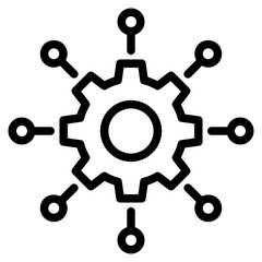 Artificial Intelligence and automated system, gear with circuit icon