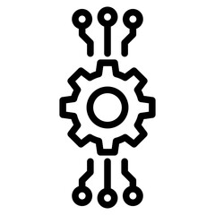 Obraz premium Artificial Intelligence and automated system, gear with circuit icon