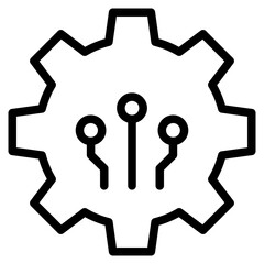 Artificial Intelligence and automated system, gear with circuit icon