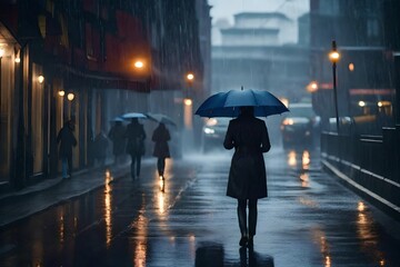 person walking in rain