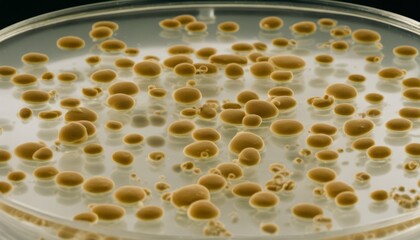  Microscopic view of a petri dish with bacterial colonies
