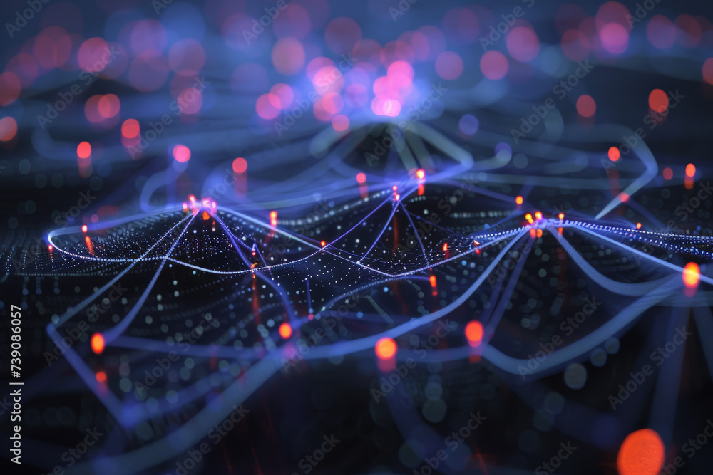Poster a computer generated image of a network of lines and dots