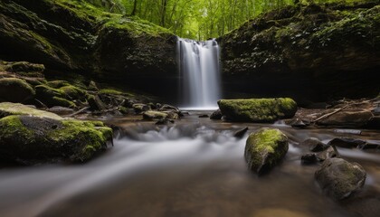 Fototapeta premium Nature's Power - A waterfall cascading through a rocky gorge
