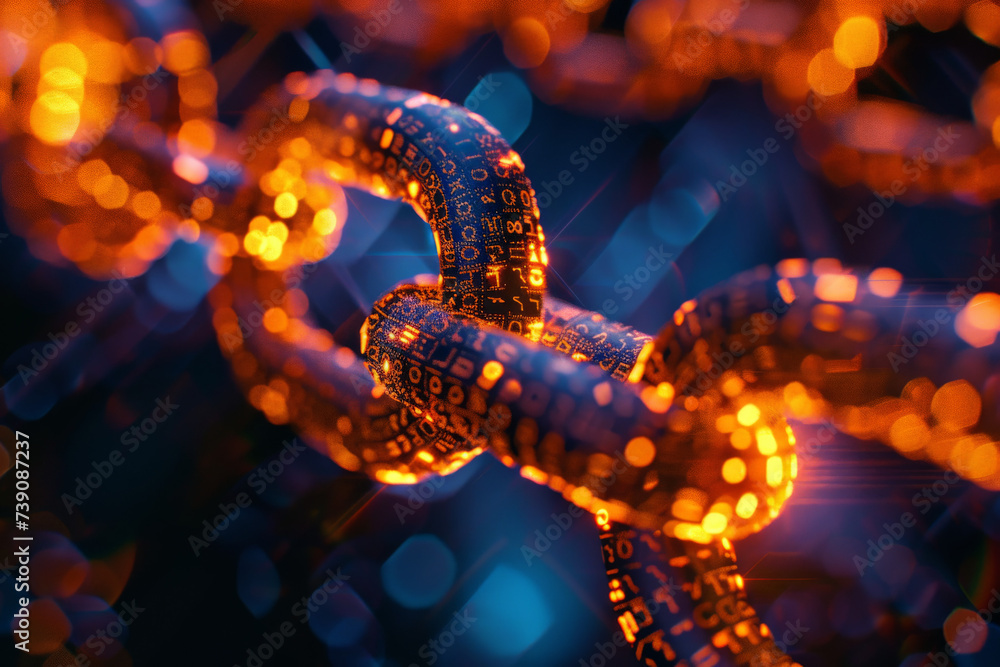 Poster a close up of a chain with numbers and letters on it