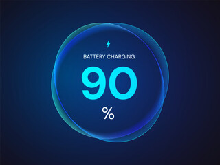 Electric vehicle car changing battery abstract circle wave interface future of technology vector design concept. Battery charger ui fantastic  tech design illustration with dark blue background.