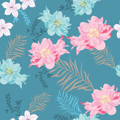 seamless vector flower design pattern on background