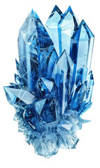 glistening crystal blue ice frozen in an abstract futuristic 3d texture isolated on a transparent background