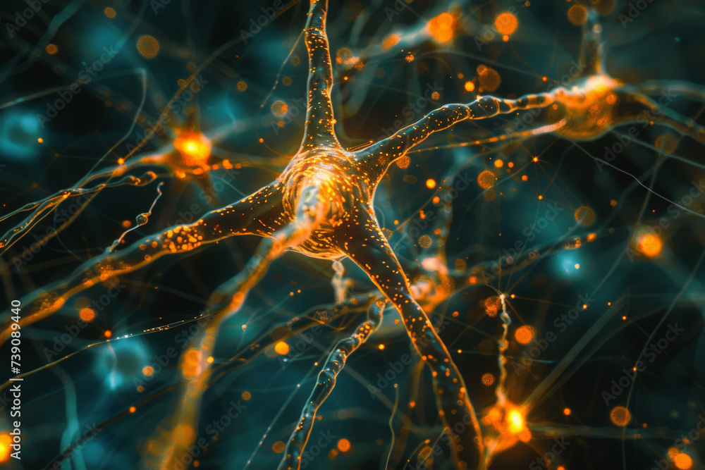 Poster a computer generated image of a nerve cell
