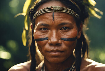 Indígena brasileiro da tribo da região Amazônica.