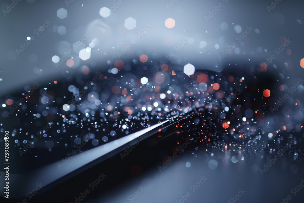 Aufkleber a blurred image of a shiny surface with circles and hexagons