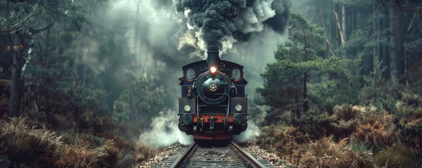 Gordijnen An old steam train in a motion © piai