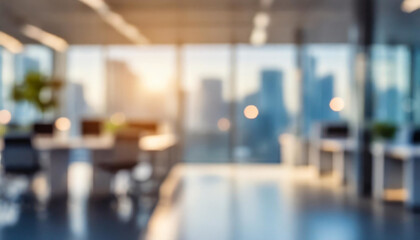 Creative Environment: Abstract Bokeh in Blurred Open Office Space