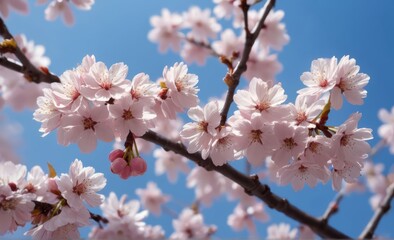 Blue sky and cherry blossoms. spring. cherry blossoms.