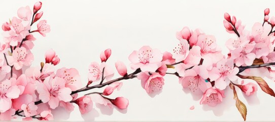 Fototapeta premium White background with cherry blossoms. spring. cherry blossoms.