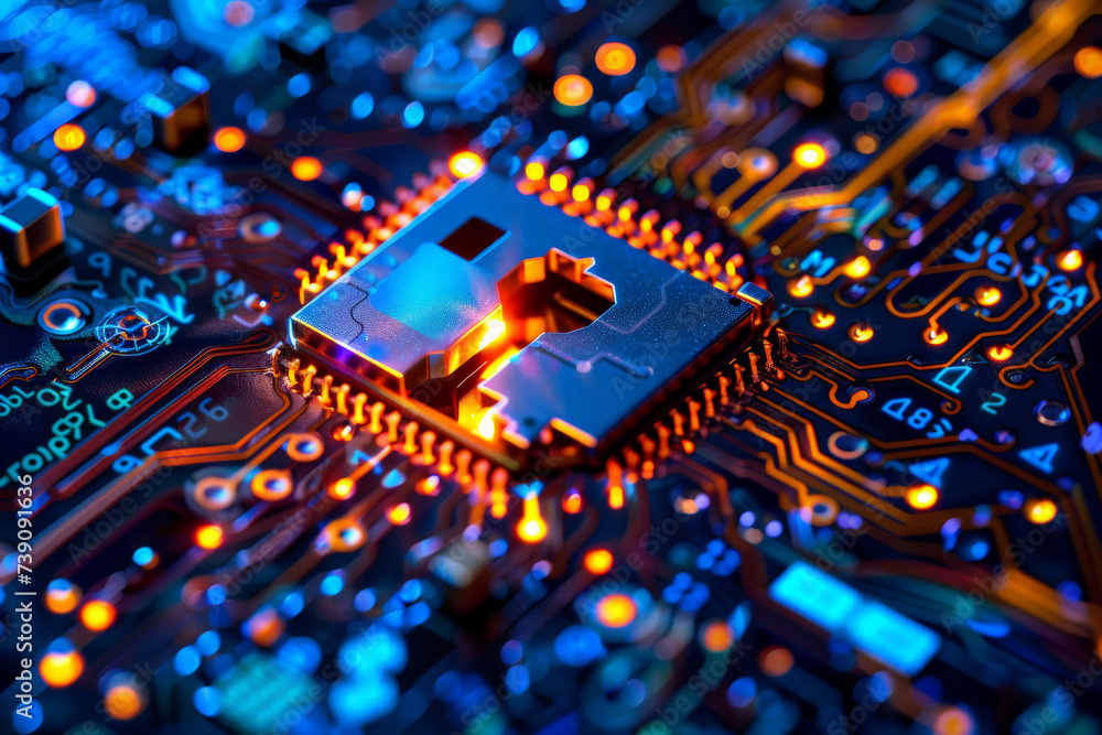 Poster a close up of a circuit board with the letters abs on it