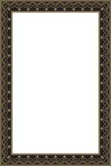 Vector golden and black square Yakut ornament. An endless rectangular border, a frame of the northern peoples of the Far East.