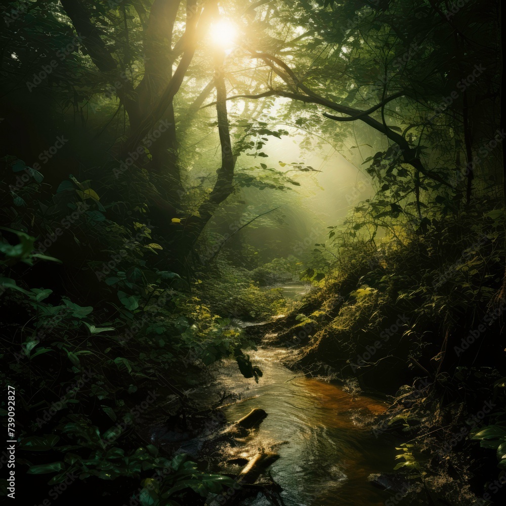 Canvas Prints sun rays in the forest