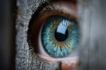 A close up of a person 's blue eye