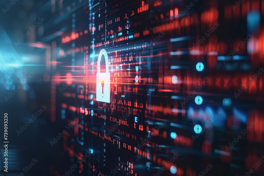 Poster a computer screen with a padlock on it