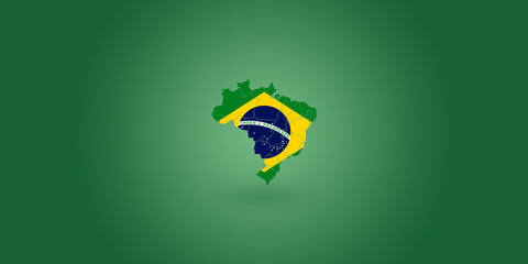 Fototapeta na wymiar Mapa do Brasil estampado com o desenho da bandeira brasileira.
