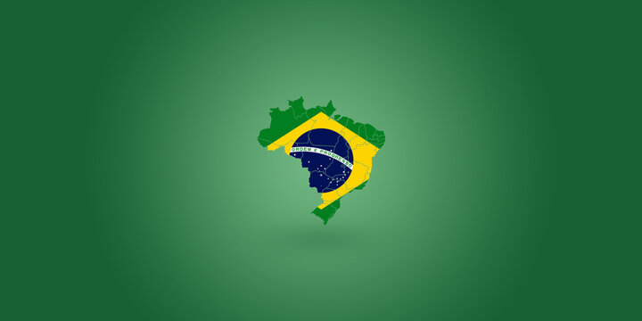 Mapa do Brasil estampado com o desenho da bandeira brasileira.
