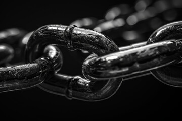 A black and white photo of a chain link