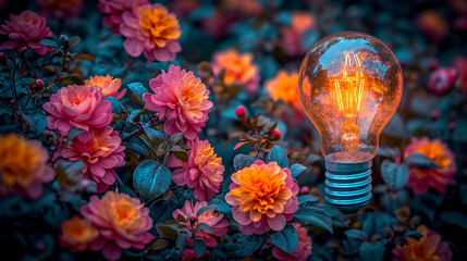light bulb and flower