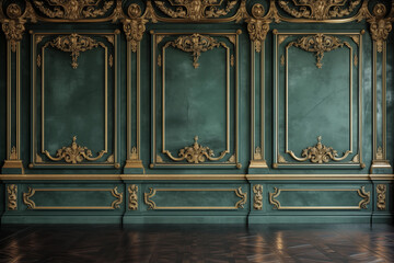 Elegant antique wall panels with gold accents