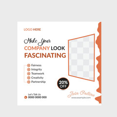  marketing agency promotion social media post template. Editable square banner design