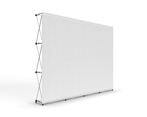 3d rendered illustration of a Media Wall Banner Exhibition Stand with White Copy Space and a transparent background.
